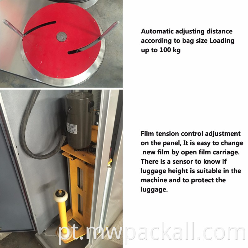 Máquina de embrulho de bagagem de aeroporto de certificação CE com função de pesagem